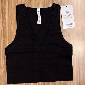 NEW Athleta Aurora Seamless V-Neck Crop Tank — Women’s S (Black)